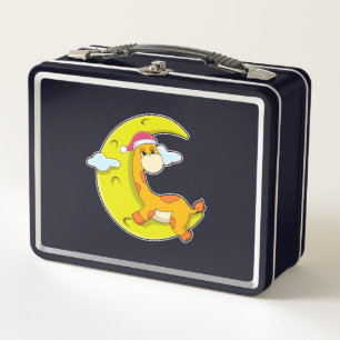 Giraffe at Sleeping with Moon Metal Lunch Box