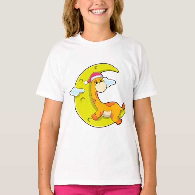 Giraffe at Sleeping with Moon T-Shirt (Front)