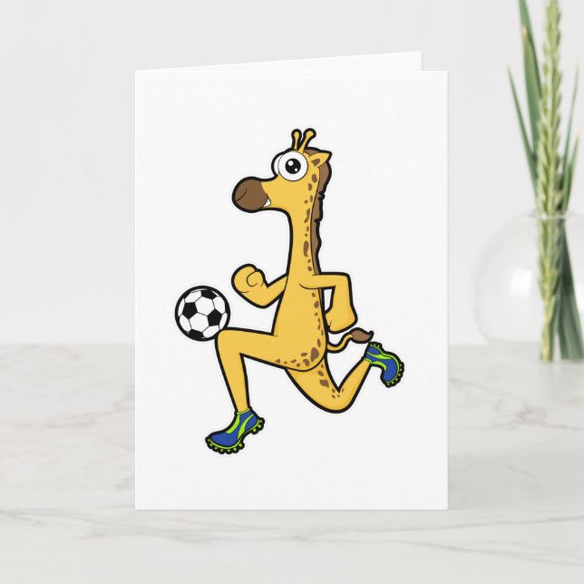 Giraffe at Soccer Sports Card (Front)