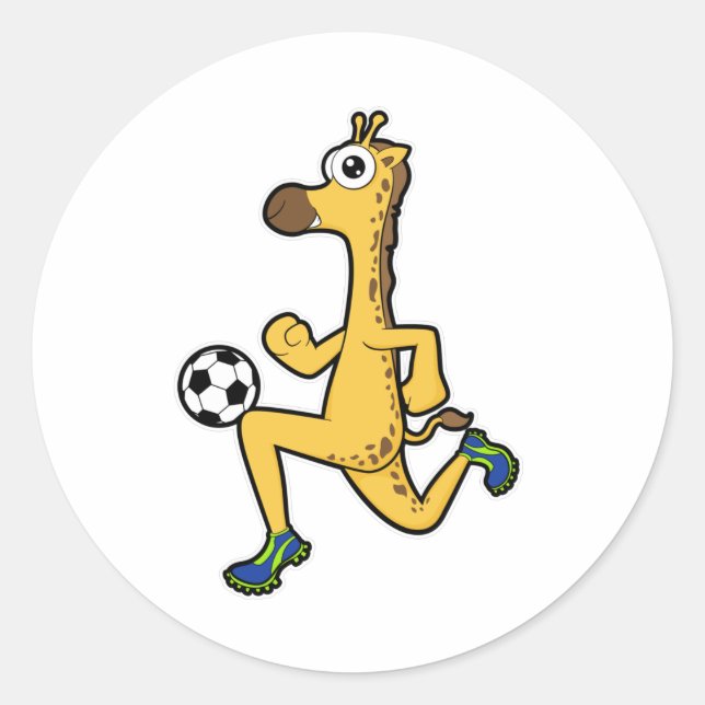 Giraffe at Soccer Sports Classic Round Sticker (Front)