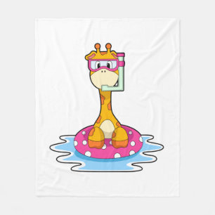 Giraffe at Swimming with Snorkel Fleece Blanket