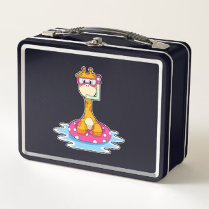 Giraffe at Swimming with Snorkel Metal Lunch Box