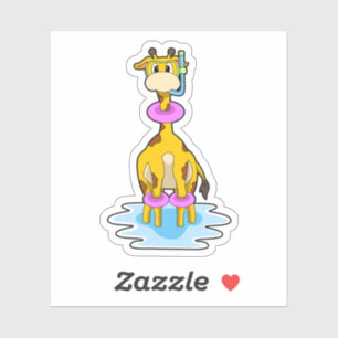 Giraffe at Swimming with Swim ring