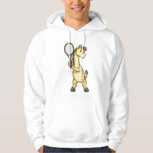 Giraffe at Tennis with Tennis racket Hoodie