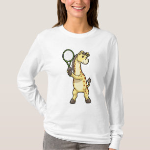 Giraffe at Tennis with Tennis racket T-Shirt