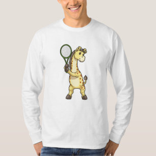 Giraffe at Tennis with Tennis racket T-Shirt