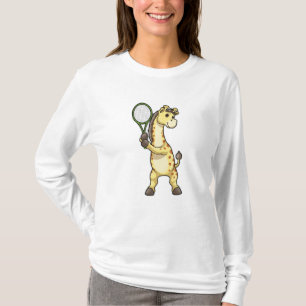 Giraffe at Tennis with Tennis racket T-Shirt