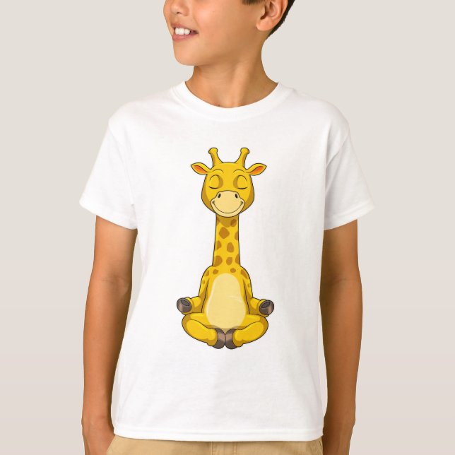 Giraffe at Yoga Meditation T-Shirt (Front)