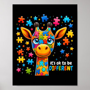 Giraffe Autism Awareness Its Ok To Be Different _1 Poster