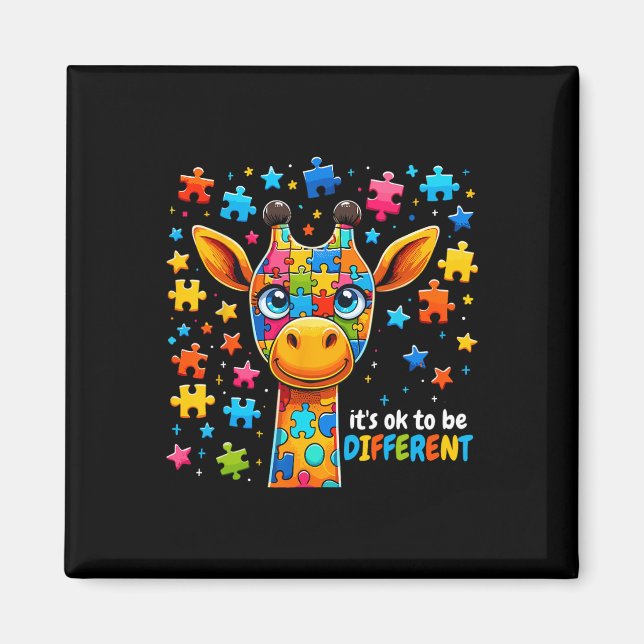 Giraffe Autism Awareness It's Ok To Be Different  Magnet (Front)