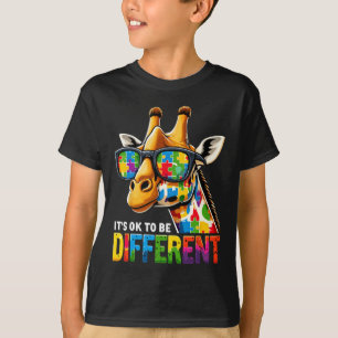 Giraffe Autism Awareness Its Ok To Be Different T-Shirt
