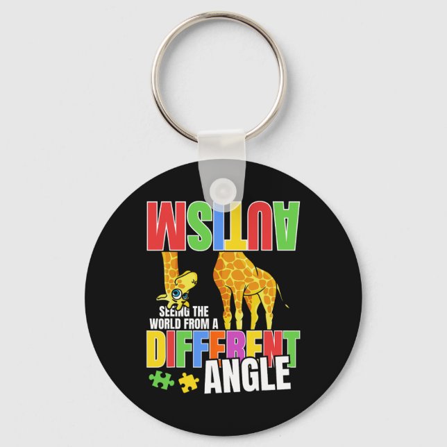 Giraffe Autism Funny Seeing The World From Differe Keychain (Front)