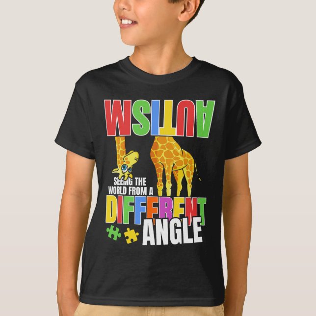 Giraffe Autism Funny Seeing The World From Differe T-Shirt (Front)