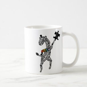 Giraffe Autism Puzzle Typography  Coffee Mug