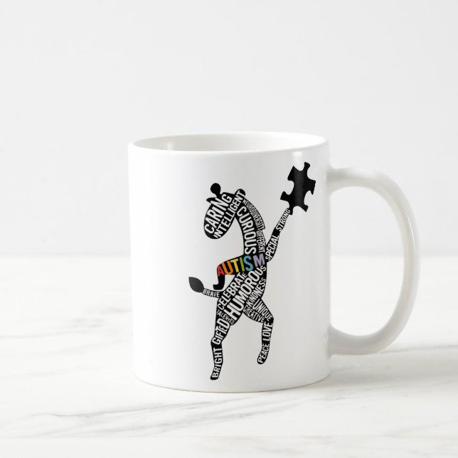 Giraffe Autism Puzzle Typography  Coffee Mug (Right)