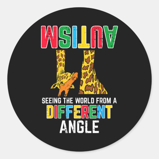 Giraffe Autism Seeing World Different Angle Awaren Classic Round Sticker (Front)