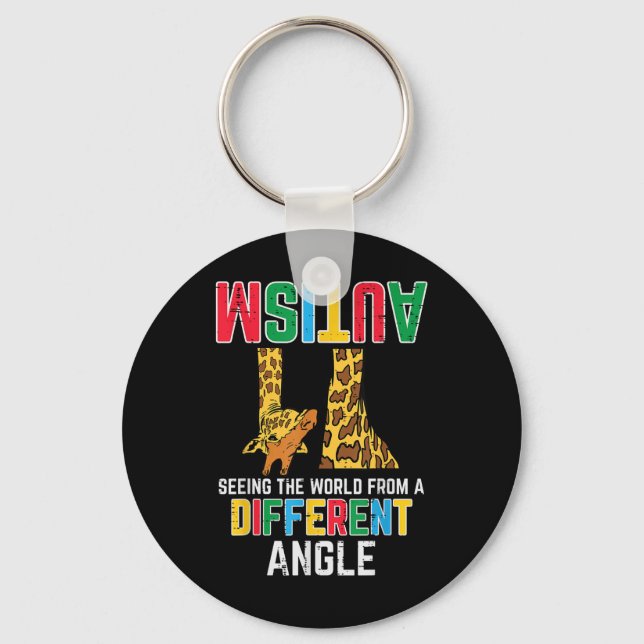 Giraffe Autism Seeing World Different Angle Keychain (Front)