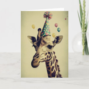 Giraffe avec Casquette de fête Carte de voeux plié