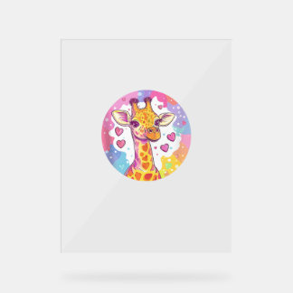 Giraffe Avec Coeurs Adorable Amour Coloré