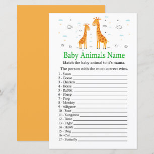 Giraffe Baby Animals Name Game