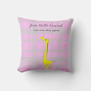 Giraffe Baby Birth Stats Throw Pillow