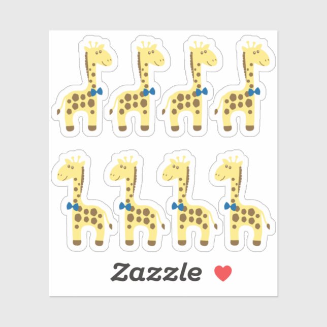 Giraffe Baby Boy Blue Bow Planner / Scrapbook (Sheet)