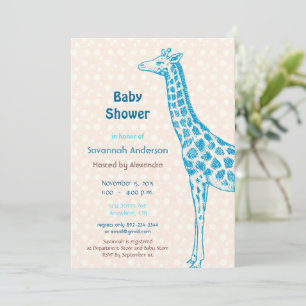 Giraffe Baby Boy Shower Invitations