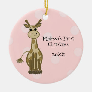 Giraffe Baby First Christmas Ceramic Ornament