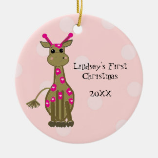 Giraffe Baby First Christmas Ceramic Ornament