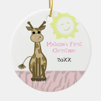 Giraffe Baby First Christmas Ceramic Ornament