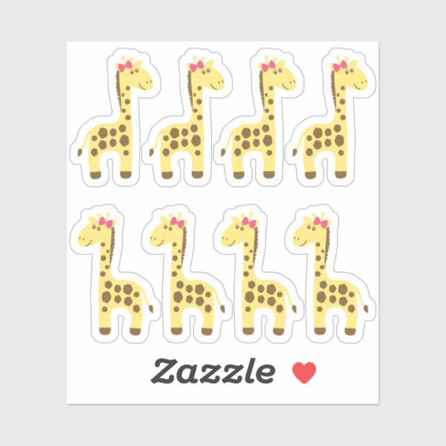 Giraffe Baby Girl Pink Bow Planner / Scrapbook (Sheet)