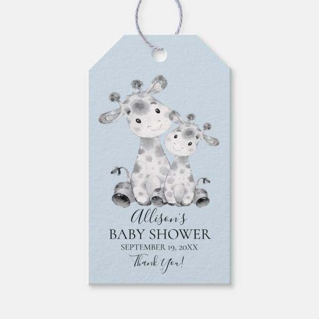 Giraffe Baby Shower Favour Gift Tag (Front)