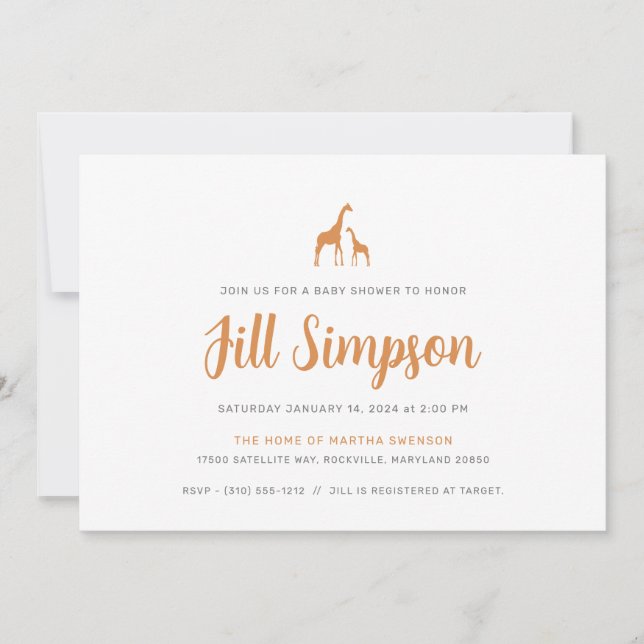 Giraffe Baby Shower Invitation (Front)