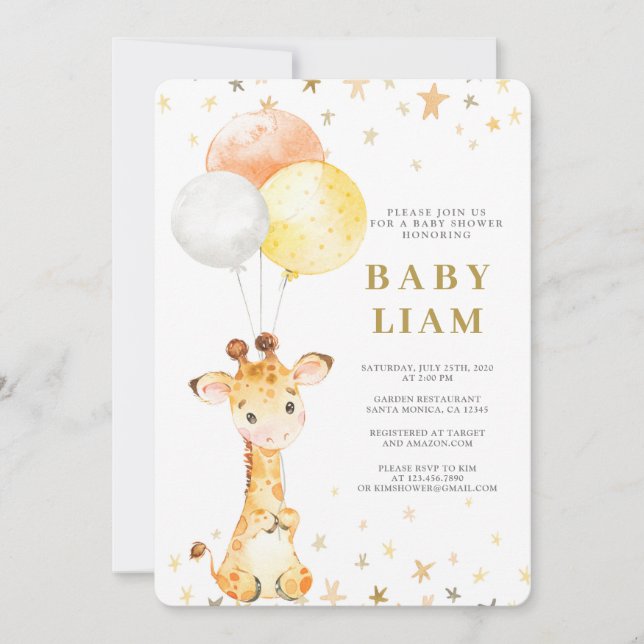 Giraffe Baby Shower Invitation (Front)