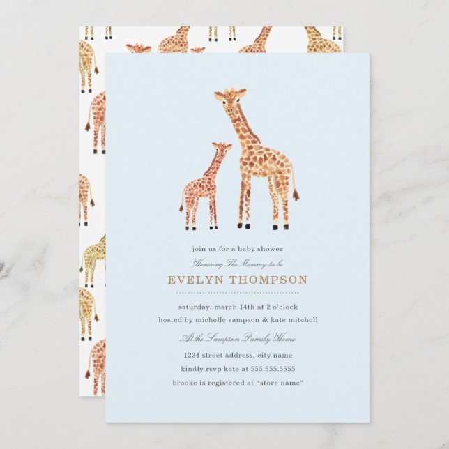 Giraffe Baby Shower Invitation (Front/Back)