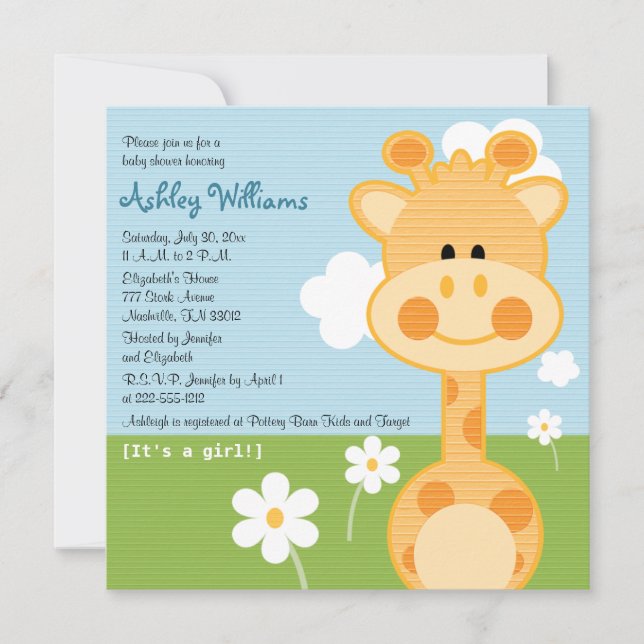 Giraffe Baby Shower Invitations (Front)