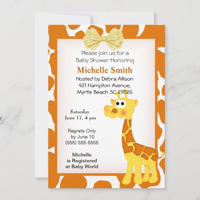 Giraffe Baby Shower Invitations (Front)