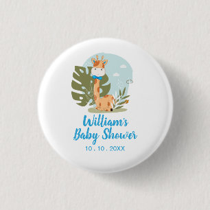 Giraffe Baby Shower Napkin (Boy Safari Animal) 1 Inch Round Button