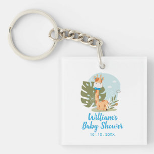 Giraffe Baby Shower Napkin (Boy Safari Animal) Keychain