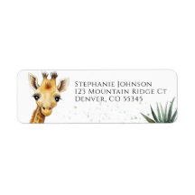 Giraffe Baby shower Safari Green Adresse de retour