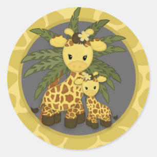 Giraffe Baby Shower seal Mommy Grey Yellow