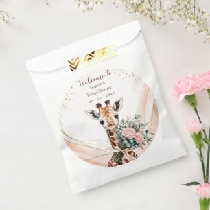 Giraffe Baby Shower Welcome Floral Safari Favour Bag