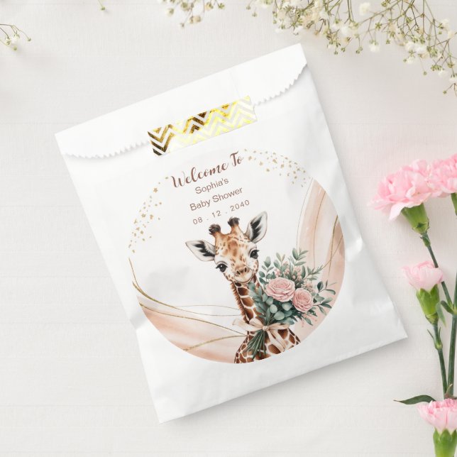 Giraffe Baby Shower Welcome Floral Safari Favour Bag (Sealed)