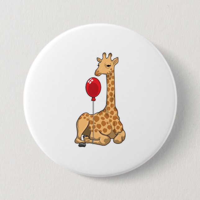 Giraffe Balloon 3 Inch Round Button (Front)