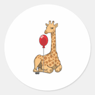 Giraffe Balloon Classic Round Sticker