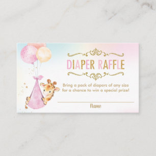 Giraffe Balloons Baby Shower Diaper Raffle Ticket Enclosure Card