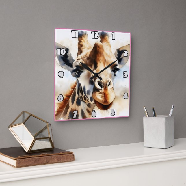 Giraffe basking in the African sun Square Wall Clock (Office)
