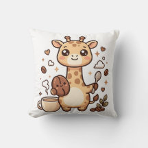 Giraffe Bean Spoon Kawaii Coffee Pillow
