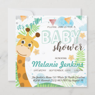 Giraffe beautiful bright Baby Shower Invitation