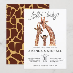 Giraffe Bébé mignonne   Invitation baby shower